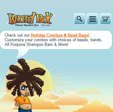 Screen Cap of Knotty Boy's Mobile Website