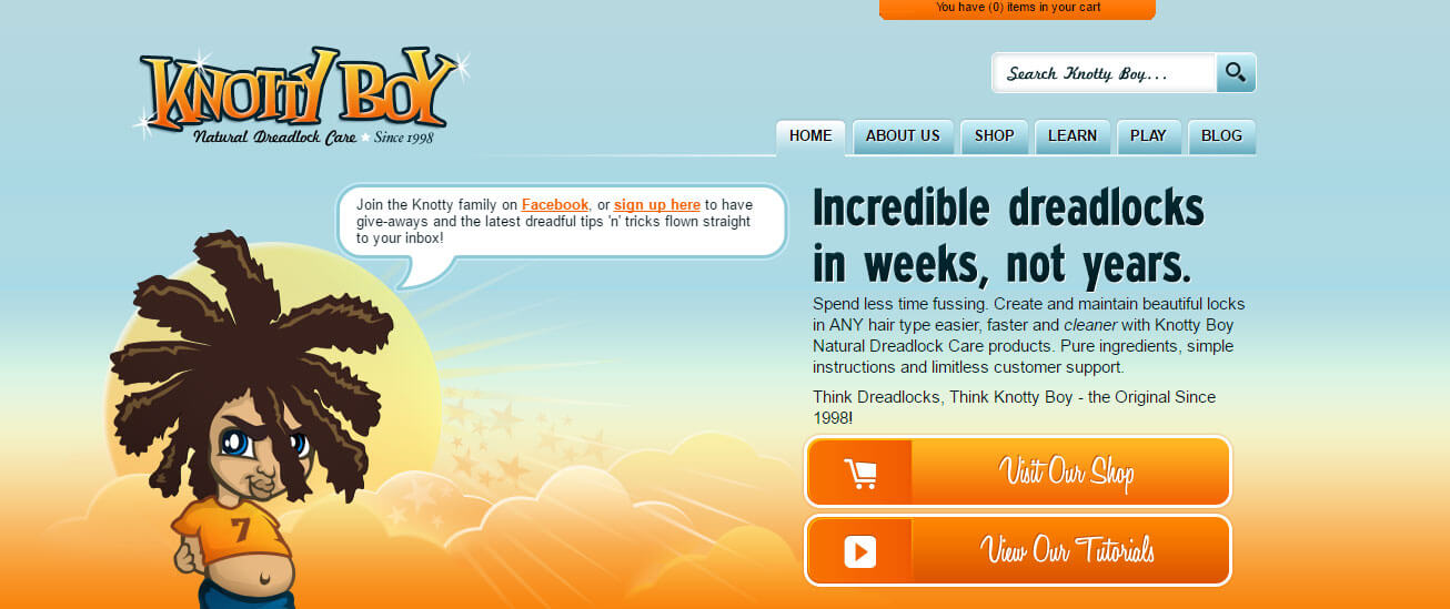 Screen Cap of Knotty Boy's Desktop Website